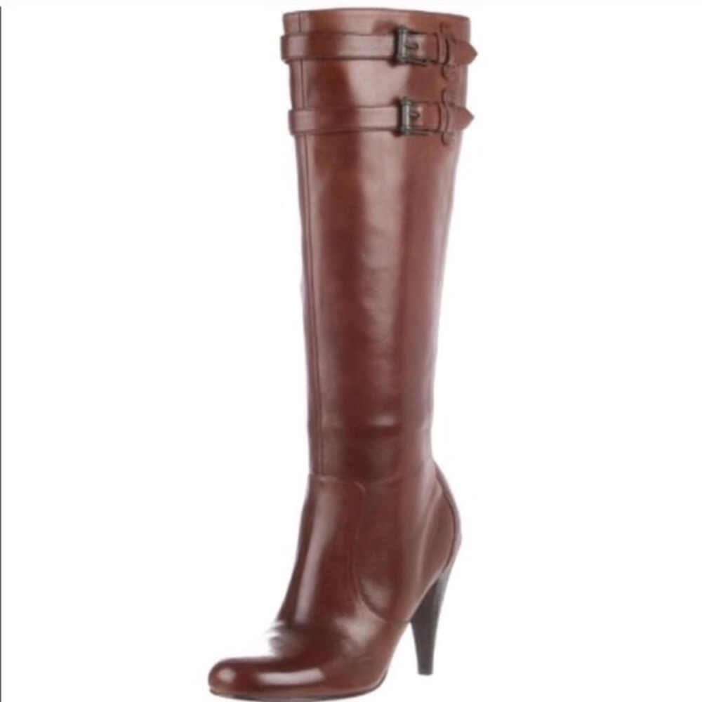 Vintage Cole Haan Heeled Leather Tall Boots Jalisa Brown